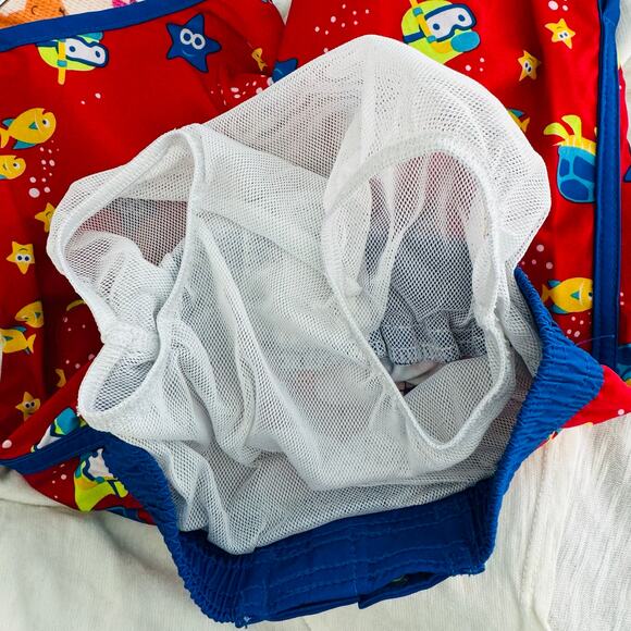 Wonder Nation Baby Boys Swim Trunks Shorts Mesh Insert Red Fish Print Size 12M - Picture 4 of 6